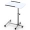 White Adjustable Height Laptop Desk Cart with Tilt Top and Lockable Casters for Work or Study